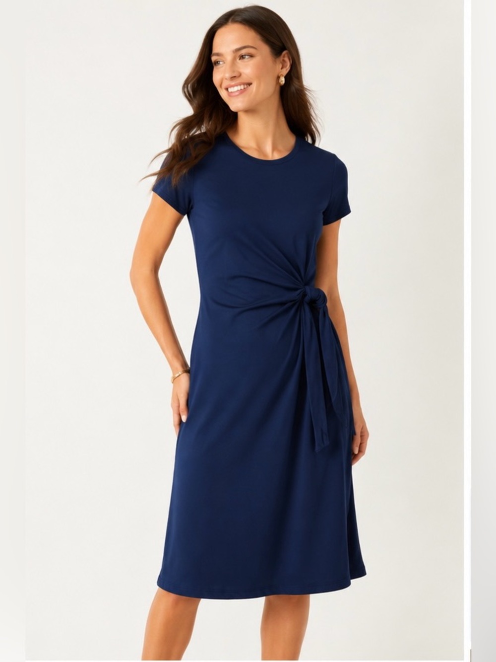 J.McLaughlin Navy Side Tie Midi Dress – Size M 💙